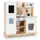 Wooden Pretend Kitchen Playset for Kids Cooking Toy with Utensils and Sound
