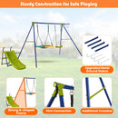 4-in-1 Heavy-Duty Metal Playset with Slide and Basketball Hoop