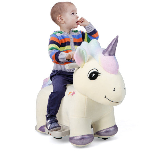 6V Electric Animal Ride On Toy with Music and Handlebars-Beige
