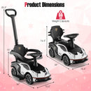3-in-1 Licensed Lamborghini Ride on Push Car with Handle Guardrail-White