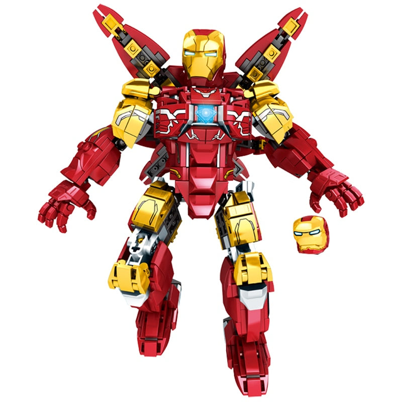 Action Figures Of Avengers Superheroes Iron Man Hulkbuster Steel Mecha Building Blocks Gift Toys For Kid