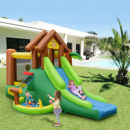Kids Inflatable Jungle Bounce House with Blower