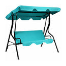3 Seats Patio Canopy Cushioned Steel Frame Swing Glider Hammock-Blue