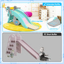 4-in-1 Toddler Slide and Rocking Horse Playset with Basketball Hoop-Blue