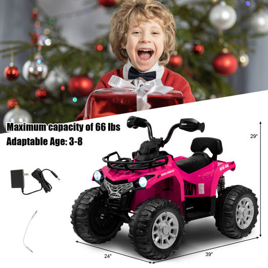 12V Kids Ride On ATV 4 Wheeler with MP3 and Headlights-Pink