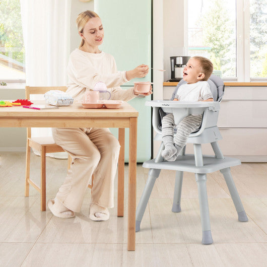 Convertible Baby High Chair With Removable Tray And 6-In-1 Adjustable Modes In Gray