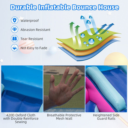 3-in-1 Inflatable Space-themed Bounce House with 480W Blower