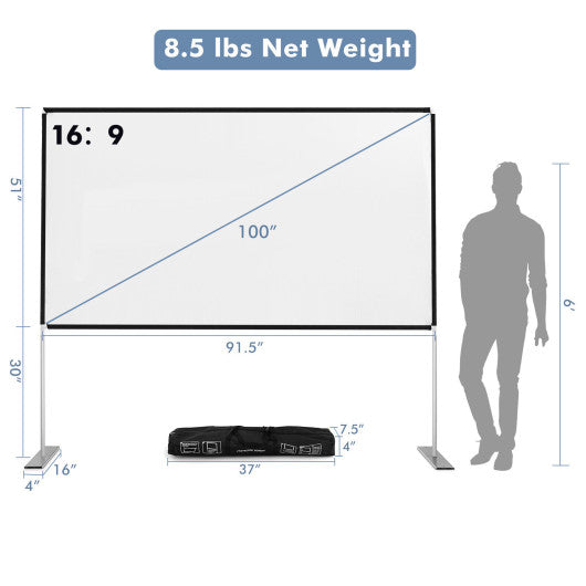 100/120 Inch Portable Projector Screen with Stand and Carry Bag-100 inches