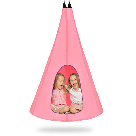 32 Inch Kids Nest Swing Chair Hanging Hammock Seat for Indoor and Outdoor-Pink