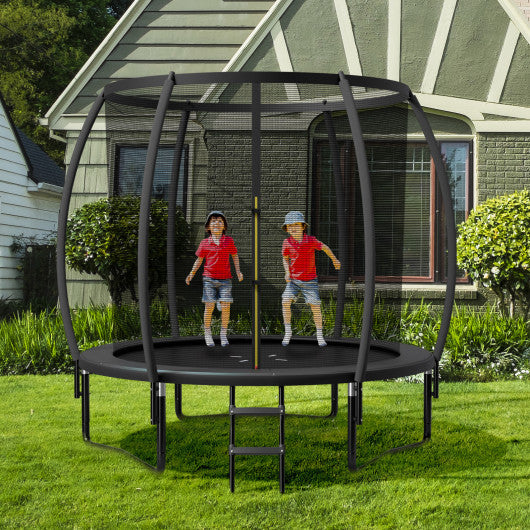 10 Feet ASTM Approved Recreational Trampoline with Ladder-Black