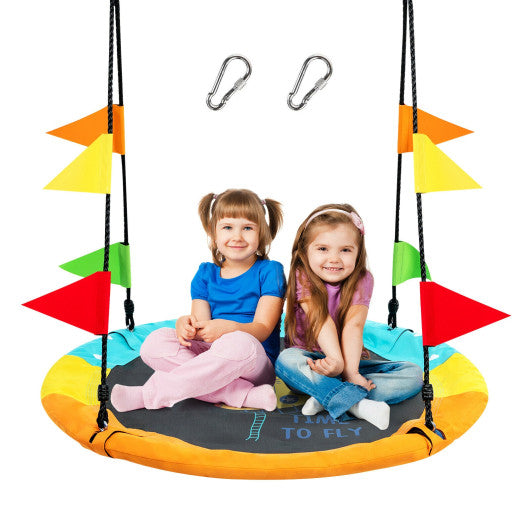 40 Inch Indoor Outdoor Flying Saucer Tree Swing with Hanging Strap