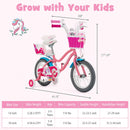 Kids Bicycle with Training Wheels and Basket for Boys and Girls Age 3-9 Years-14"