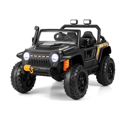 12V Ride on Truck with Parent Remote Control and LED Lights-Black