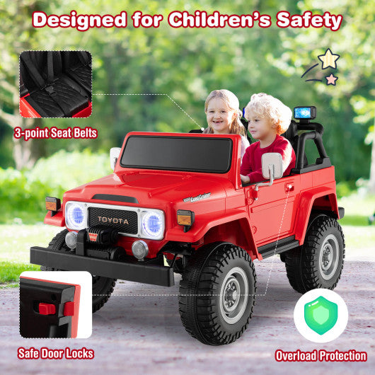 12V 2-Seat Licensed Kids Ride On Toyota FJ40 Car with 2.4G Remote Control-Red