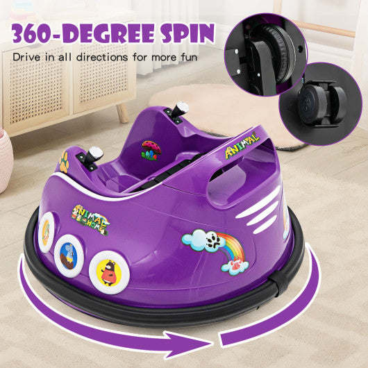 12V Electric Ride On Car with Remote Control and Flashing LED Lights-Purple