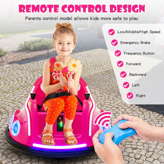 12V Electric Ride On Car with Remote Control and Flashing LED Lights-Pink