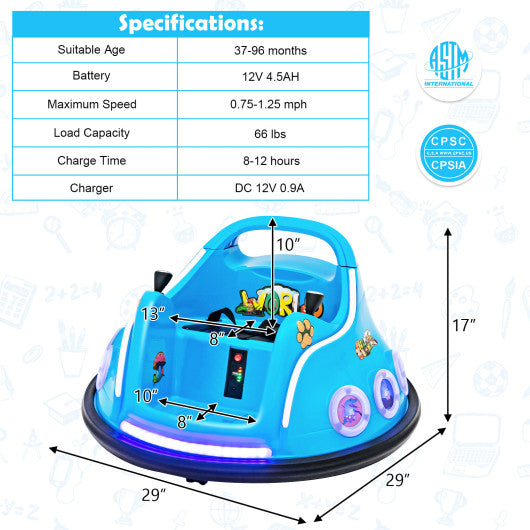 12V Electric Ride On Car with Remote Control and Flashing LED Lights