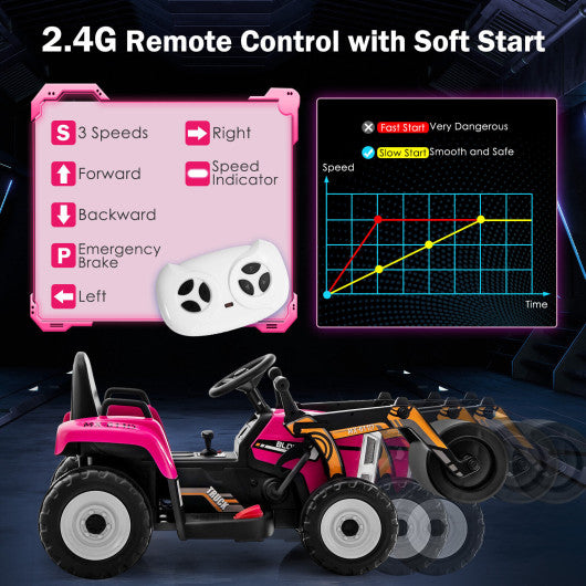 12V Kids Ride on Road Roller with 2.4G Remote Control-Pink
