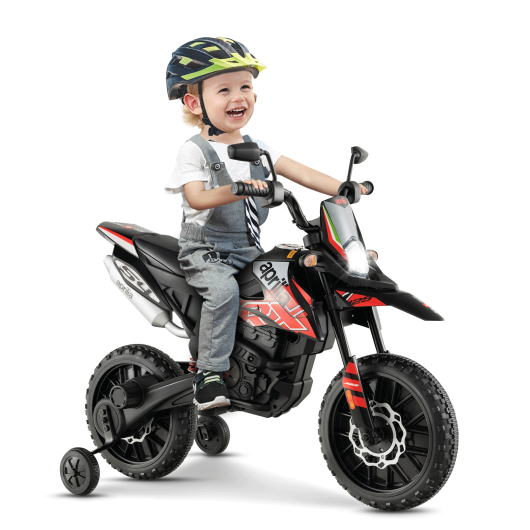 Aprilia Licensed Kids Ride On Motorcycle with 2 Training Wheels-Red
