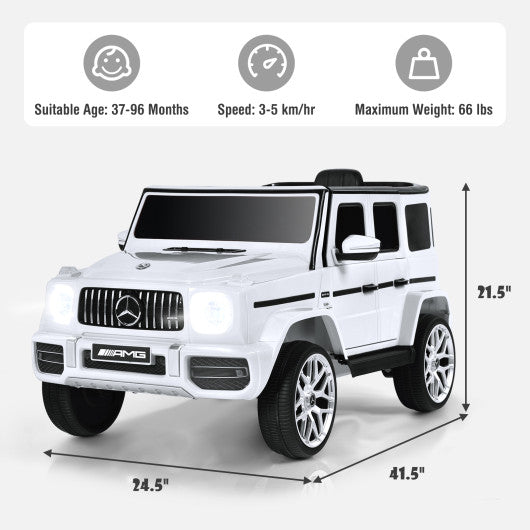 12V Mercedes-Benz G63 Licensed Kids Ride On Car with Remote Control-White