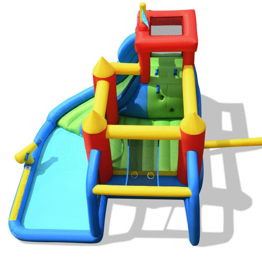 Inflatable Bouncer Bounce House with Water Slide Splash Pool without Blower
