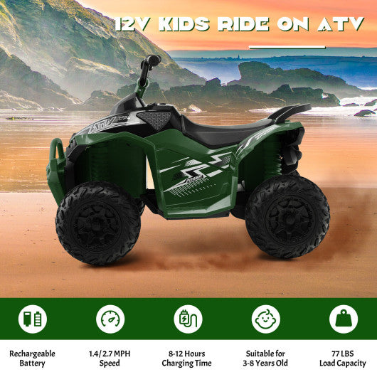 12V Kids Ride On ATV with High/Low Speed and Comfortable Seat-Army Green