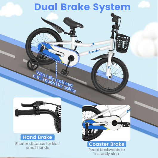 16 Inch Kid's Bike with Removable Training Wheels-White