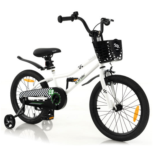 18 Feet Kid's Bike with Removable Training Wheels-Black & White
