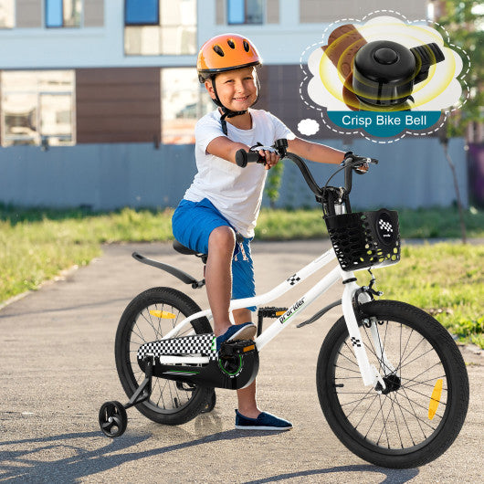 18 Feet Kid's Bike with Removable Training Wheels-Black & White