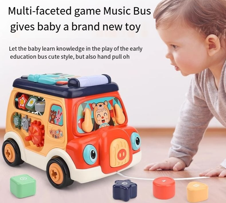 Multi sided game music bus baby early education puzzle shape matching enlightenment toys children's gifts