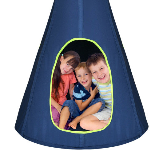 32 Inch Kids Nest Swing Chair Hanging Hammock Seat for Indoor Outdoor-Blue