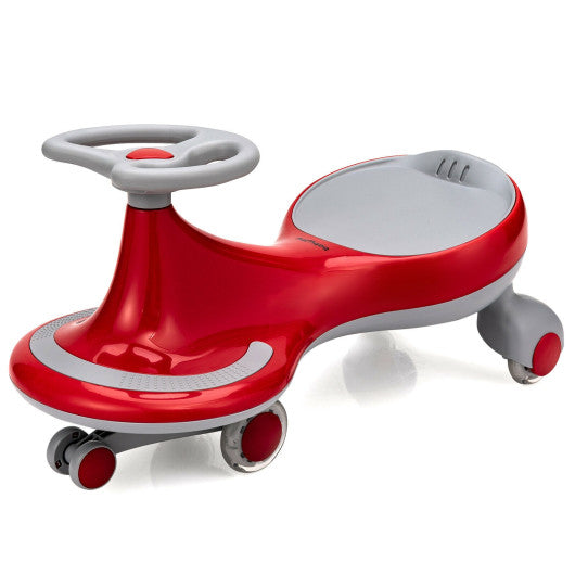 Wiggle Car Ride-on Toy with Flashing Wheels-Red