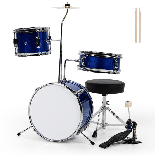 5 Pieces Junior Drum Set with 5 Drums-Blue