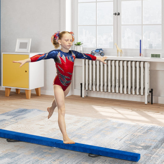 7 Feet Folding Portable Floor Balance Beam with Handles for Gymnasts-Blue