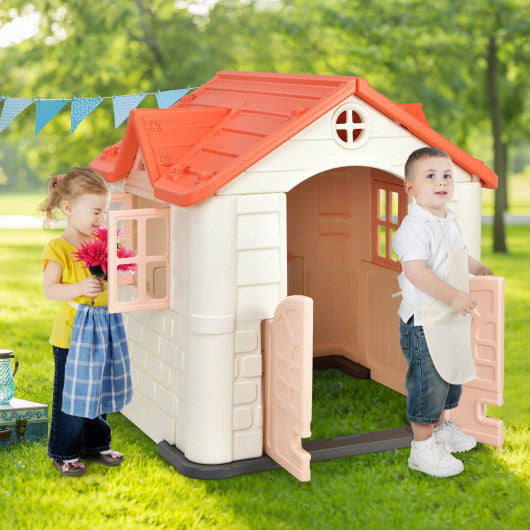 Kid’s Playhouse Pretend Toy House For Boys and Girls 7 Pieces Toy Set-Pink