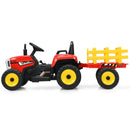 12V Ride on Tractor with 3-Gear-Shift Ground Loader for Kids 3+ Years Old-Red