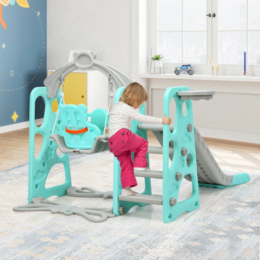 3 in 1 Toddler Climber and Swing Set Slide Playset-Green