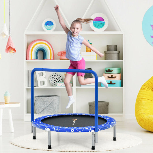 36 Inch Kids Trampoline Mini Rebounder with Full Covered Handrail -Blue