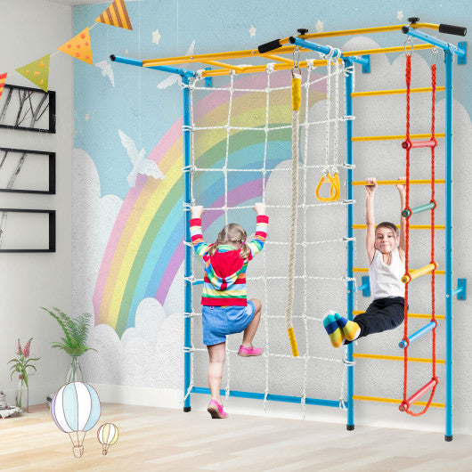 7 In 1 Kids Indoor Gym Playground Swedish Wall Ladder-Yellow