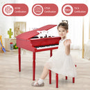 30-Key Wood Toy Kids Grand Piano with Bench and Music Rack-Red