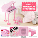 37 Keys Kids Piano Keyboard with Stool and Piano Lid-Pink