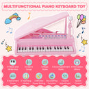 37 Keys Kids Piano Keyboard with Stool and Piano Lid-Pink