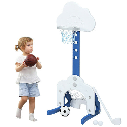 3 in 1 Kids Basketball Hoop Set with Balls-White