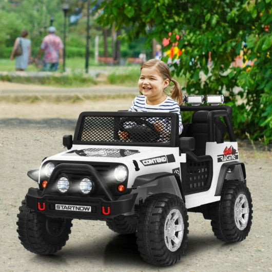 12V Kids Remote Control Electric  Ride On Truck Car with Lights and Music -White