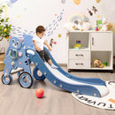 4-in-1 Foldable Baby Slide Toddler Climber Slide PlaySet with Ball-Blue
