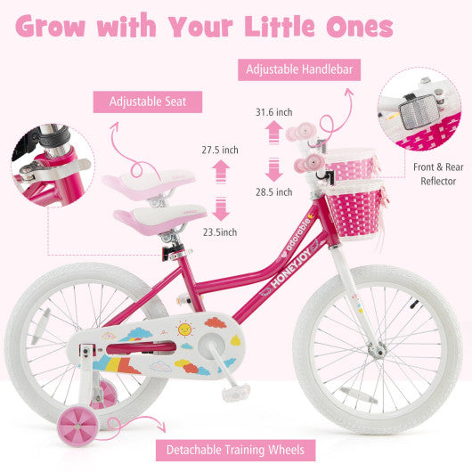 Kids Bicycle 18 Inch Toddler and Kids Bike with Training Wheels for 6-8 Year Old Kids-Pink
