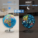 3-in-1 Illuminated World Globe with Stand and  88 Constellations