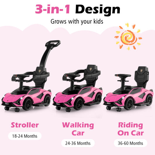 3 in 1 Licensed Lamborghini Ride Walking Toy Stroller