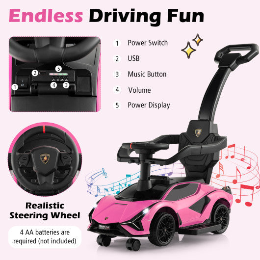 3 in 1 Licensed Lamborghini Ride Walking Toy Stroller