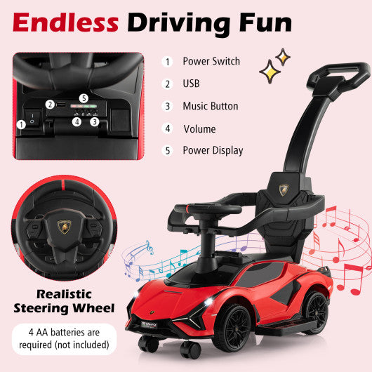 3 in 1 Licensed Lamborghini Ride Walking Toy Stroller